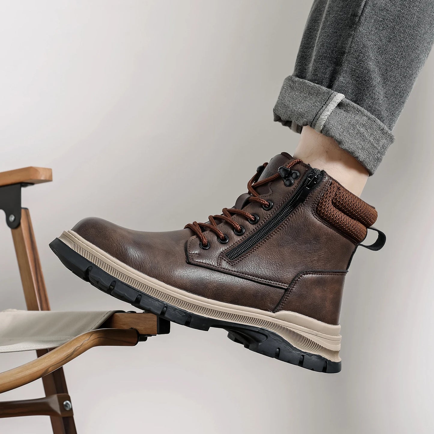 Waterproof Safety Boots Men Indestructible Steel Toe Work Boots Anti-smash Stab-resistant Safety Shoes Biker Botas Para Hombre