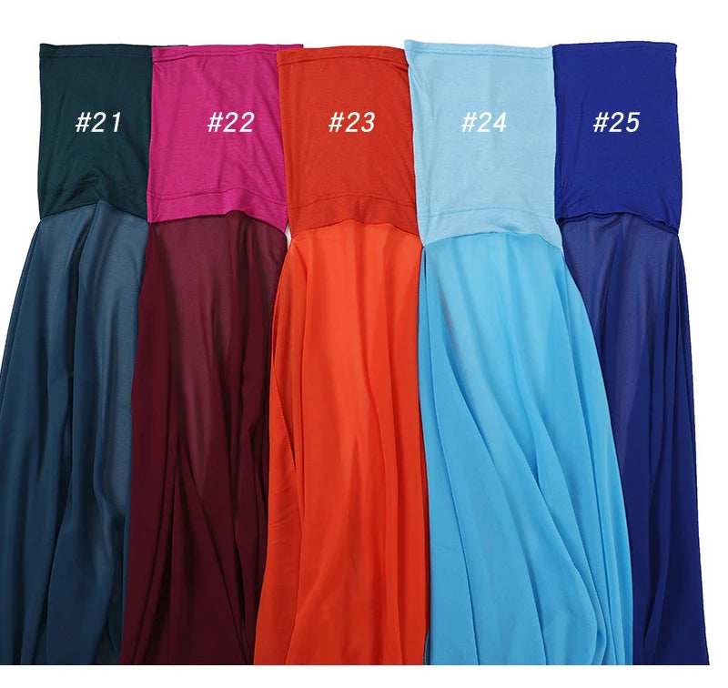 Instant Hijabs With Cap Plain Chiffon Jersey Hijabs For Woman Veil Muslim Islamic Hijab Cap Scarf For Women's Hijabs Headscarf
