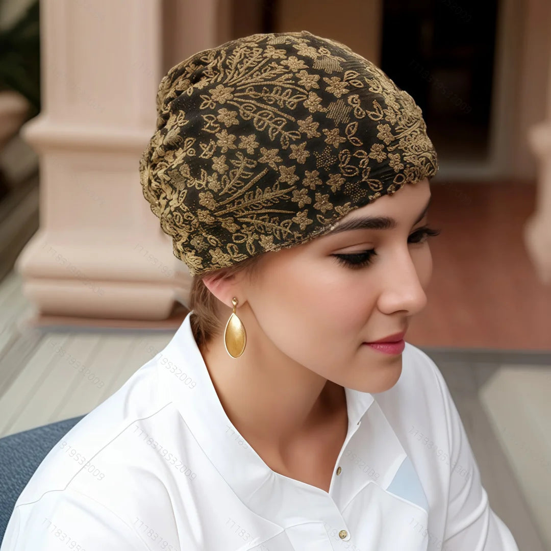 Fashion Hijabs for Women Muslim Soft Head Headwear India Hat Turban Wrap Eid Headscarf Hijab Bonnet