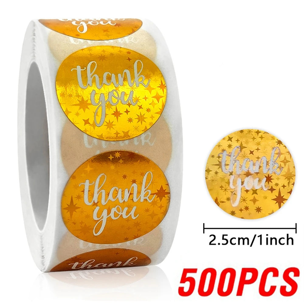 100-500pcs Colorful Thank You Stickers For Envelope Sealing Labels Stationery Supplies Handmade Wedding Gift Decoration Sticker