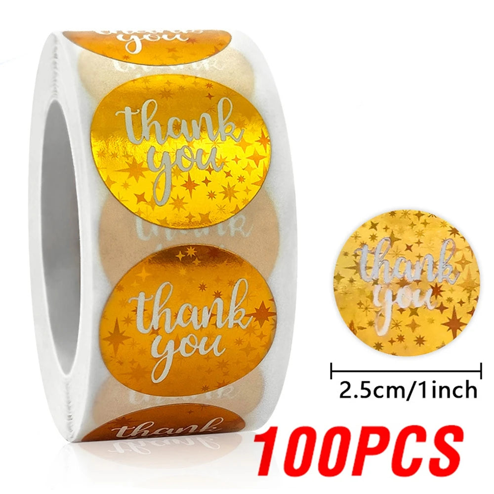 100-500pcs Colorful Thank You Stickers For Envelope Sealing Labels Stationery Supplies Handmade Wedding Gift Decoration Sticker