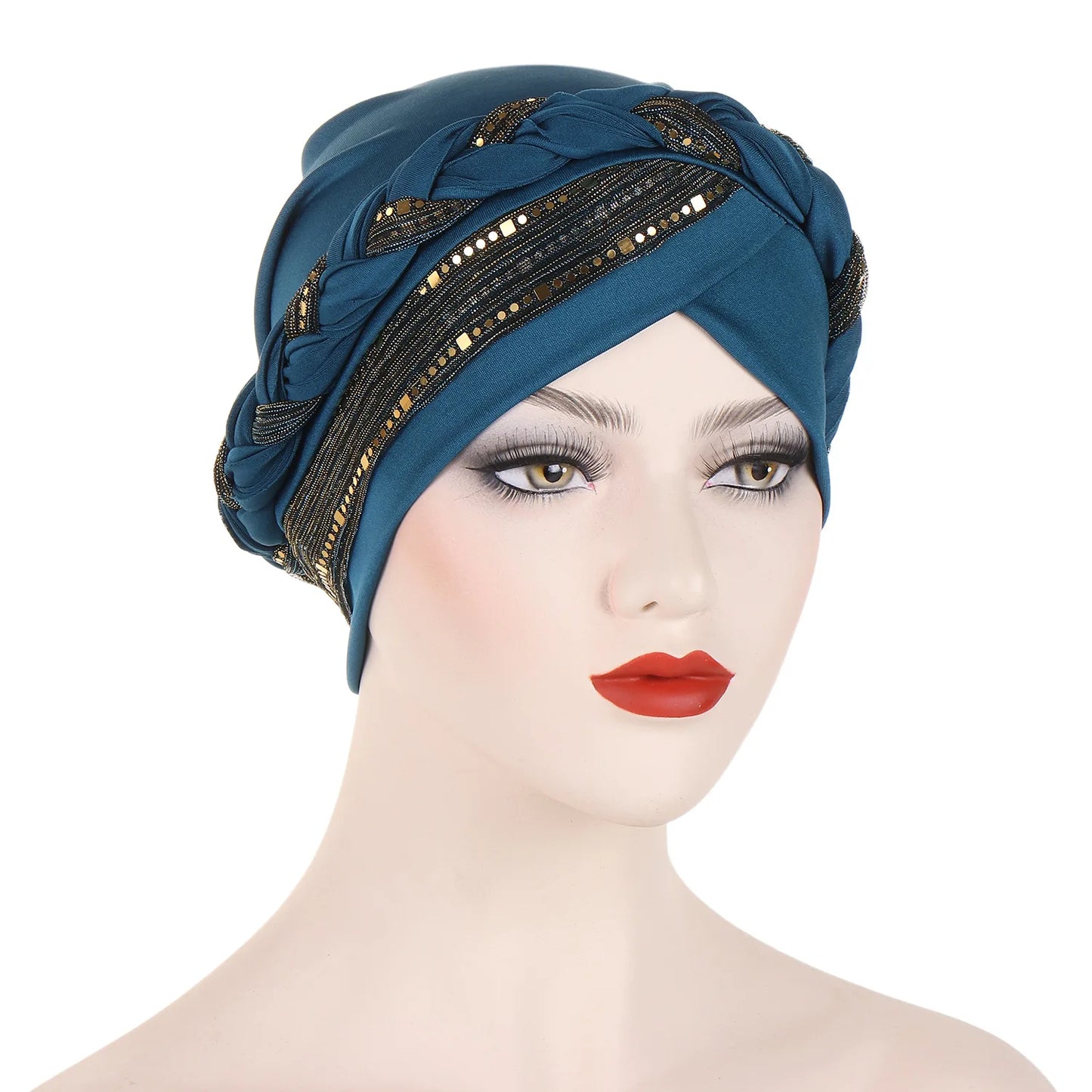New Muslim Hijabs for Women Sequined Girl Dubai Soft Fabric Headscarf Suitable Beading Pink Black Hats Slight Strech Caps