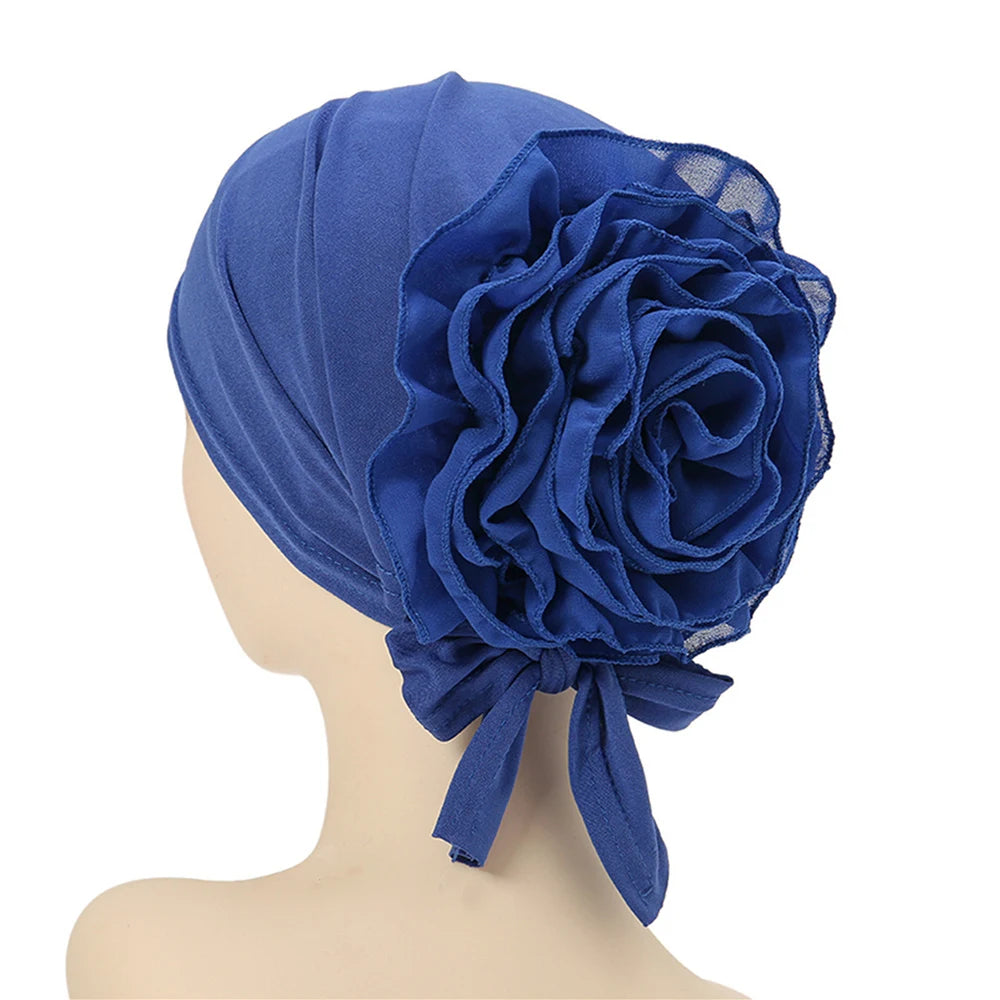 New Women Pre-Tied Hijabs For Women Turban Hat Inner HIjab Caps Solid Color Back Flower abaya Islam Udnerscarf Women's hijabs