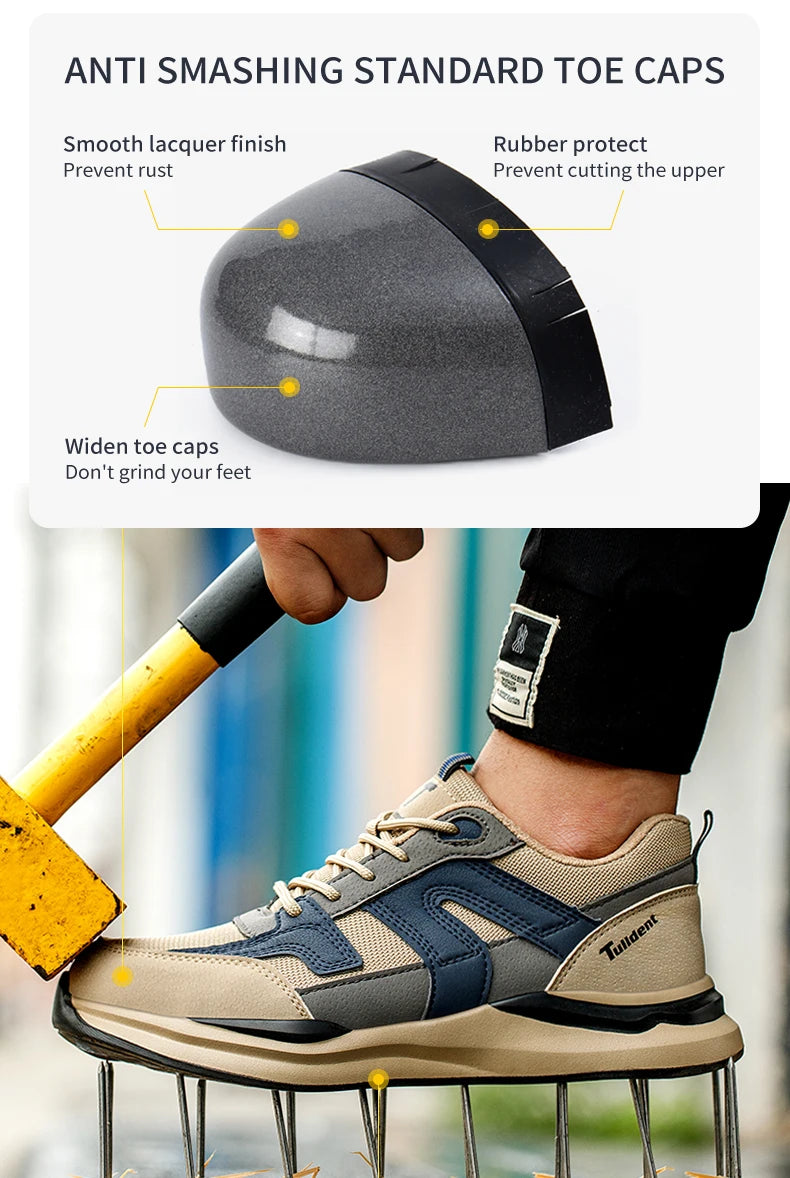 Work Sneakers Steel Toe Shoes Men Safety Shoes Puncture-Proof Work Shoes Boots Indestructible Footwear Security Lightweight