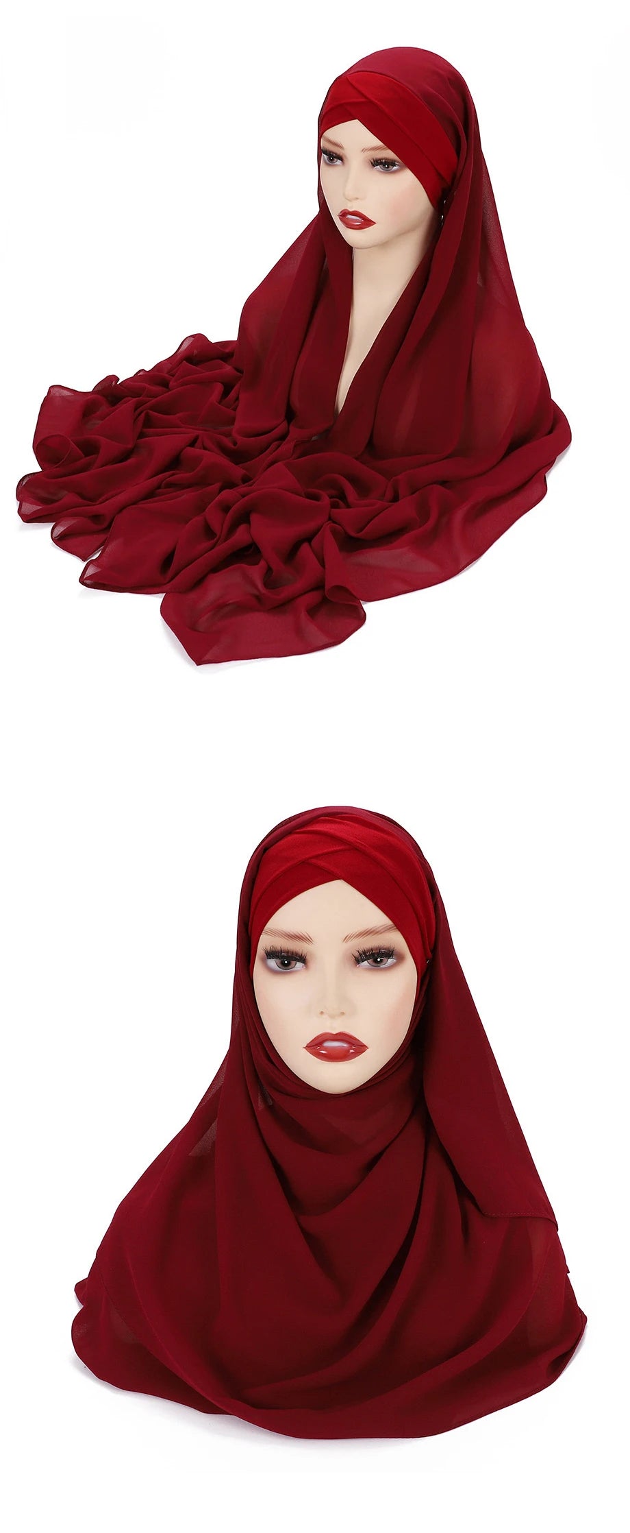 Instant Hijabs Chiffon Hijab Scarf With Cross Jersey Caps Bonnet Brand Design Muslim Scarf Women Islamic Underscarf