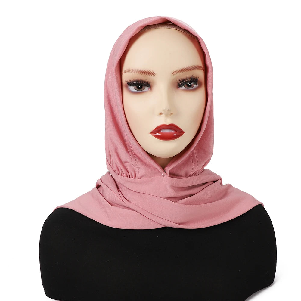Instant Hijab with Button Ready to Wear Muslim Women Scarf Full Cover Head Wraps Islam Turban Caps Turbante Mujer