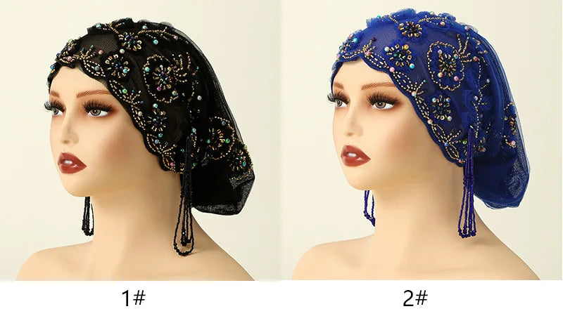 Hijab Muslim Women Shawl Headscarf Tassels Scarf Malaysia Prayer Kufi Islam Saudi Arabia Lace Turban Mesh Beanies Bonnet Mujer