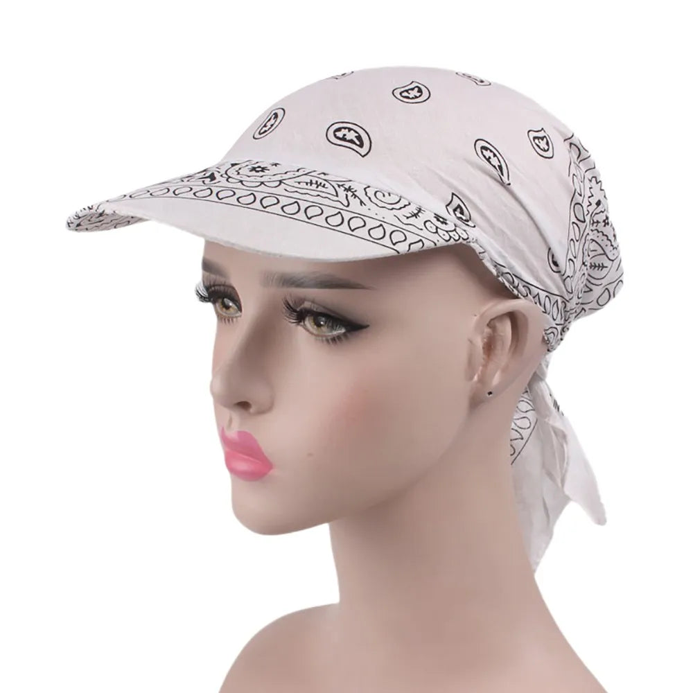 Fashion Muslim Hijab Turban Hat for Women Baseball Cap Sun Hats Headscarf Scarf Brim Caps Floral Print Femme Scarves Bandanas