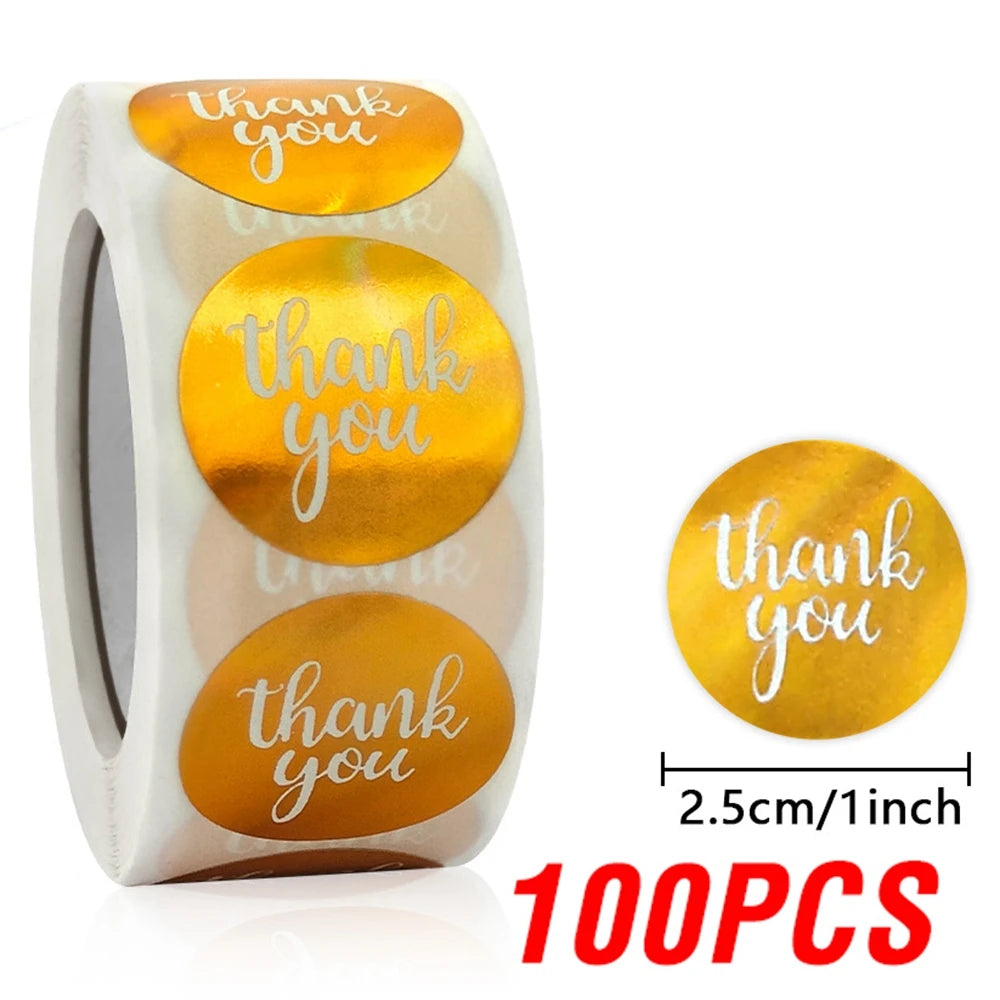 100-500pcs Colorful Thank You Stickers For Envelope Sealing Labels Stationery Supplies Handmade Wedding Gift Decoration Sticker