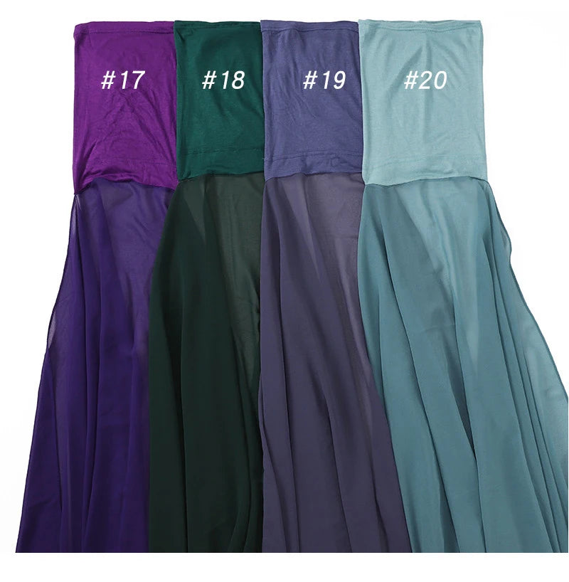 Instant Hijabs With Cap Plain Chiffon Jersey Hijabs For Woman Veil Muslim Islamic Hijab Cap Scarf For Women's Hijabs Headscarf