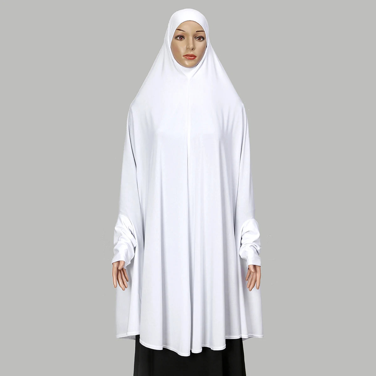 Muslim Abayas with Sleeve Women Hijab Long Shawl Full Cover Solid Color Prayer Clothing Premium Cotton Hemp Plain Hijabs