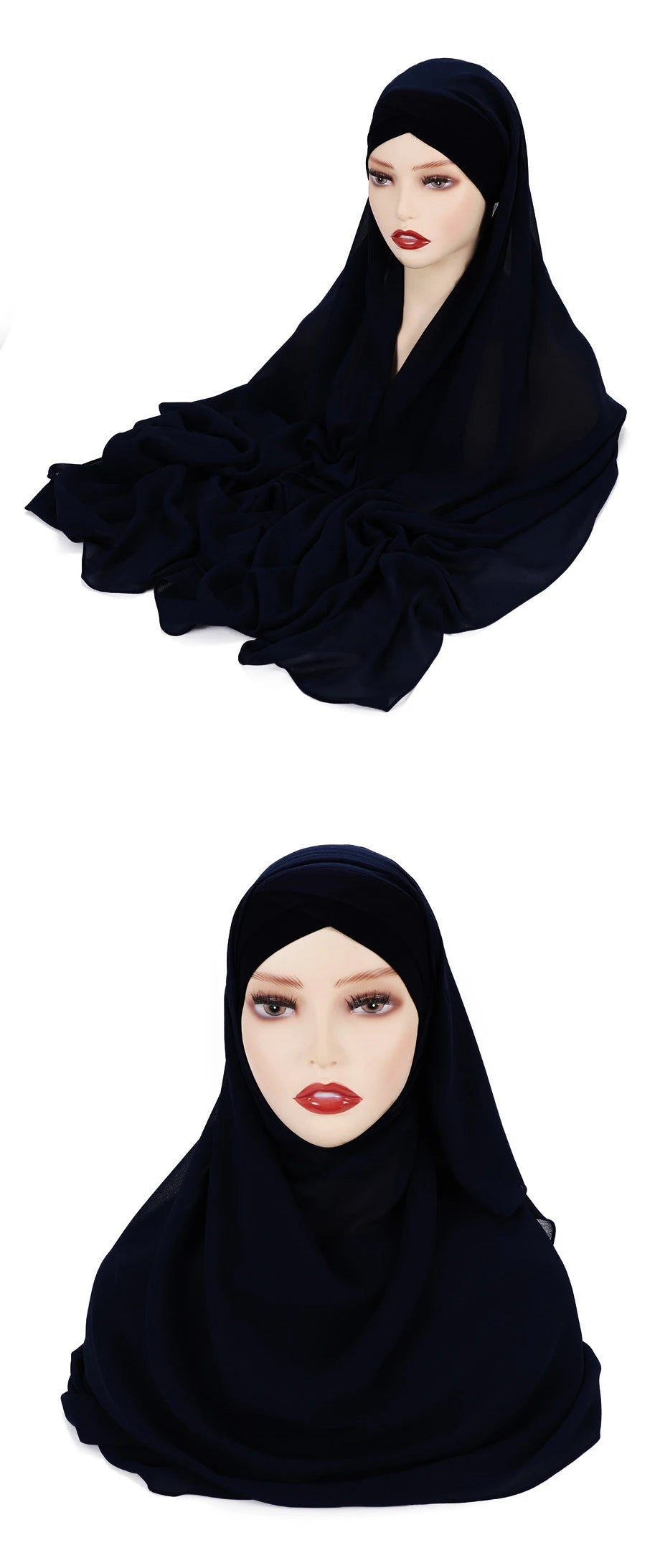 Instant Hijabs Chiffon Hijab Scarf With Cross Jersey Caps Bonnet Brand Design Muslim Scarf Women Islamic Underscarf
