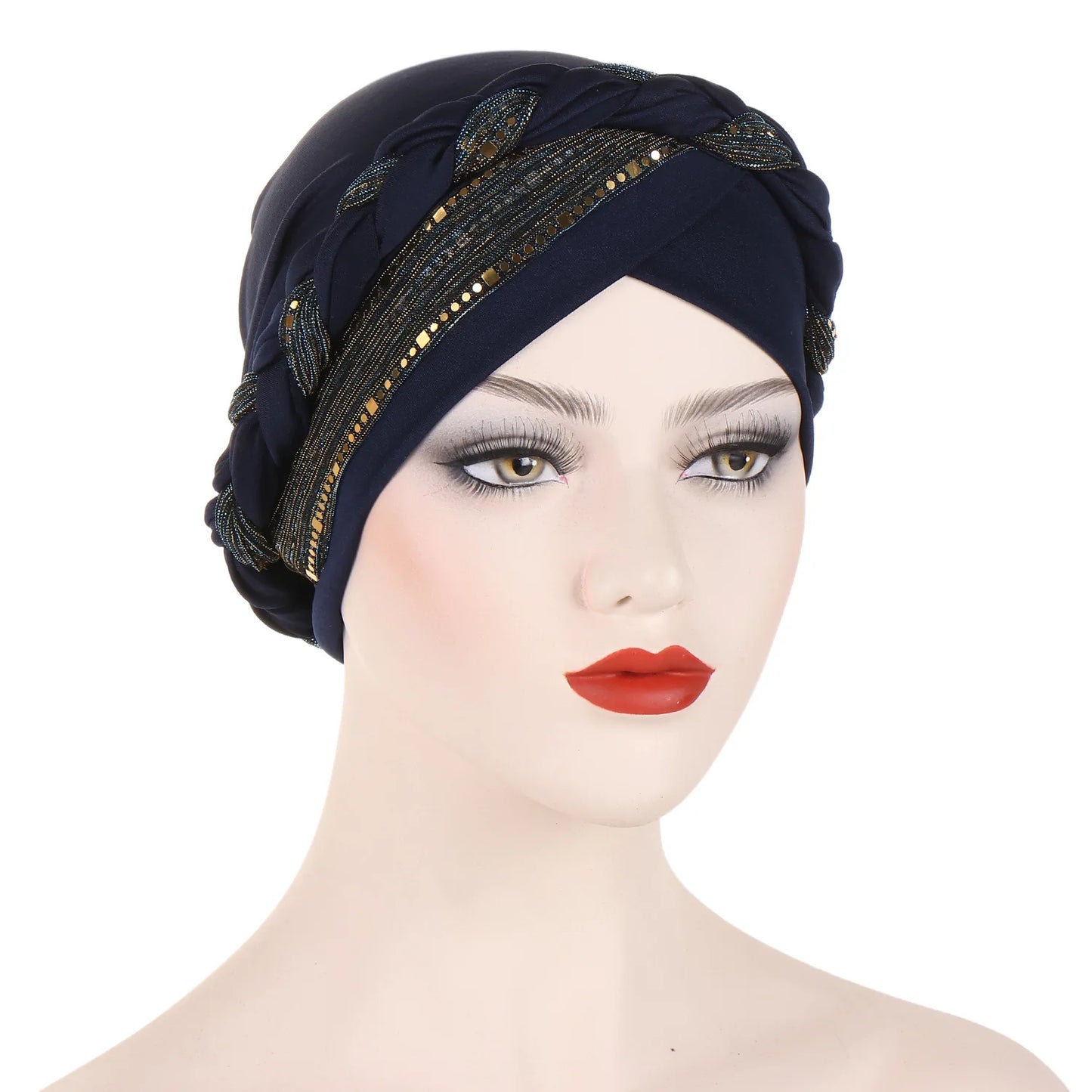 New Muslim Hijabs for Women Sequined Girl Dubai Soft Fabric Headscarf Suitable Beading Pink Black Hats Slight Strech Caps