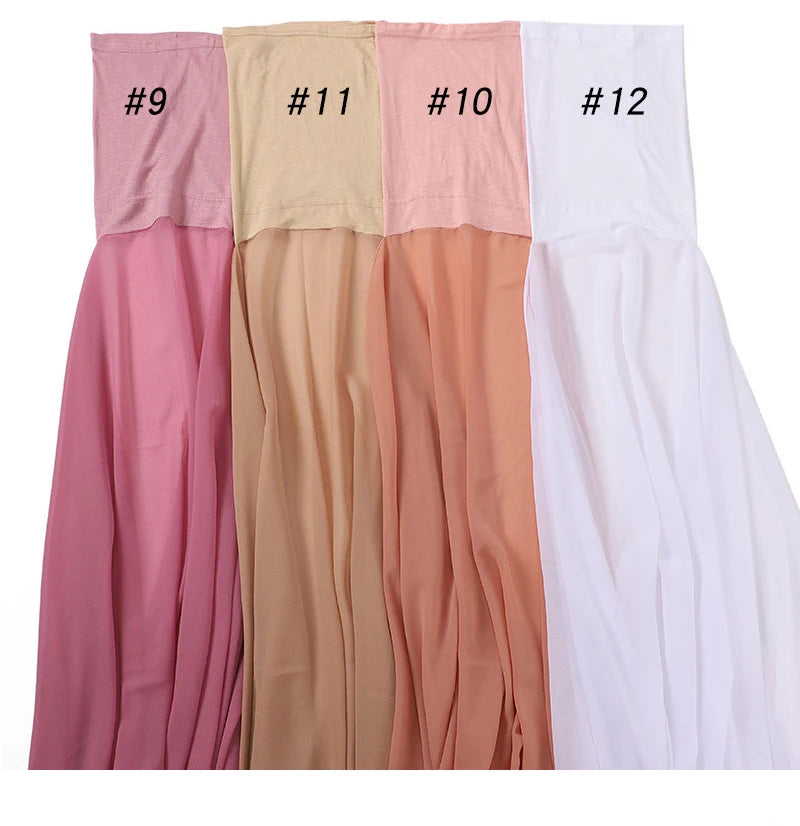 Instant Hijabs With Cap Plain Chiffon Jersey Hijabs For Woman Veil Muslim Islamic Hijab Cap Scarf For Women's Hijabs Headscarf