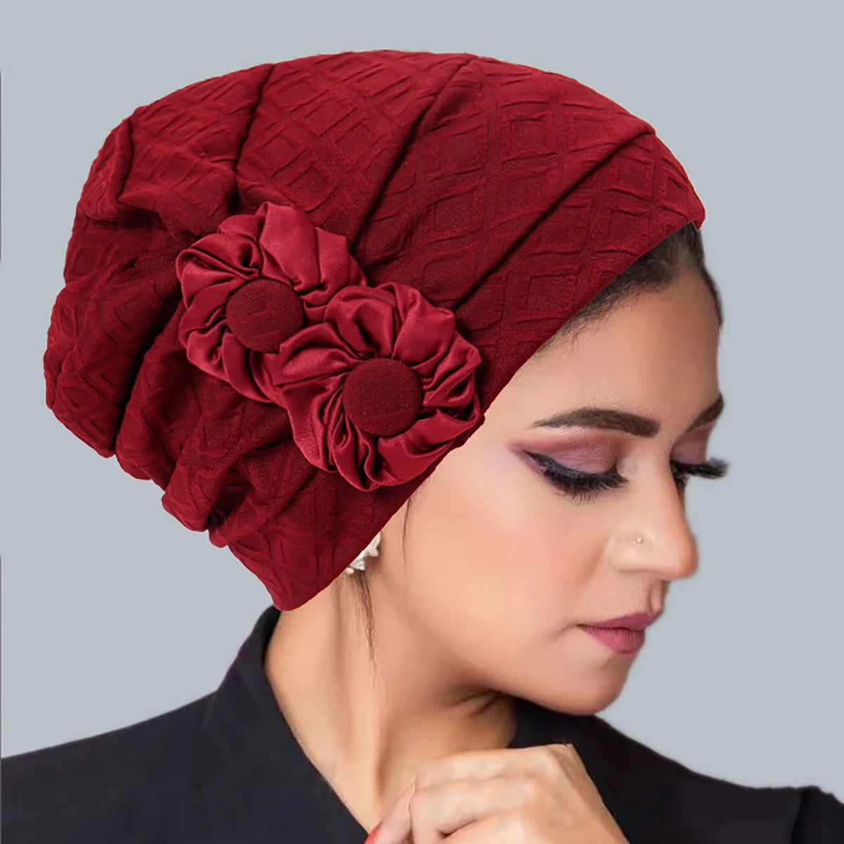 New Muslim Fashion Women's Hijabs Flower Islamic Hijab Chemo Hat Beanies Hiar Loss Cancer Chemo Cap Ladies Bandana Head Cover