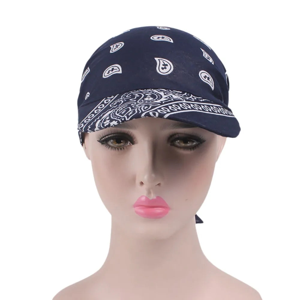 Fashion Muslim Hijab Turban Hat for Women Baseball Cap Sun Hats Headscarf Scarf Brim Caps Floral Print Femme Scarves Bandanas