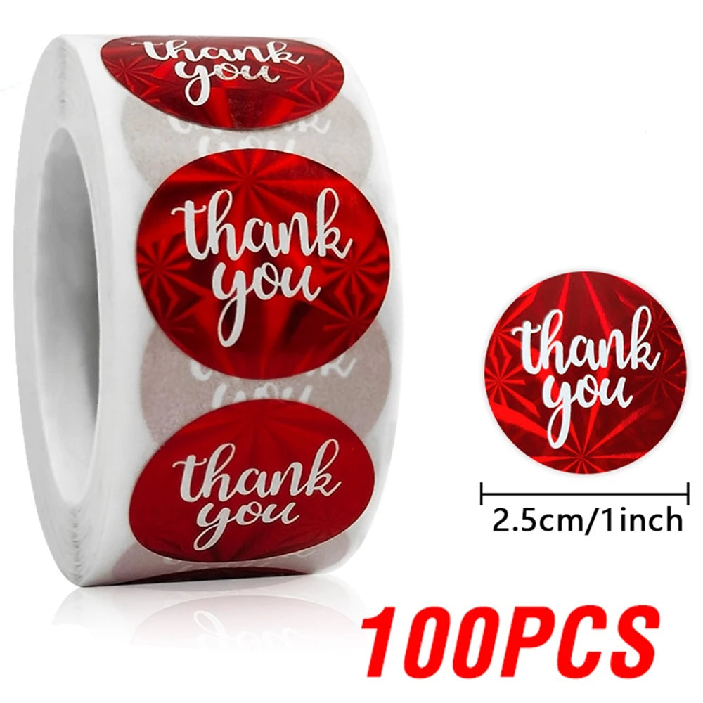 100-500pcs Colorful Thank You Stickers For Envelope Sealing Labels Stationery Supplies Handmade Wedding Gift Decoration Sticker