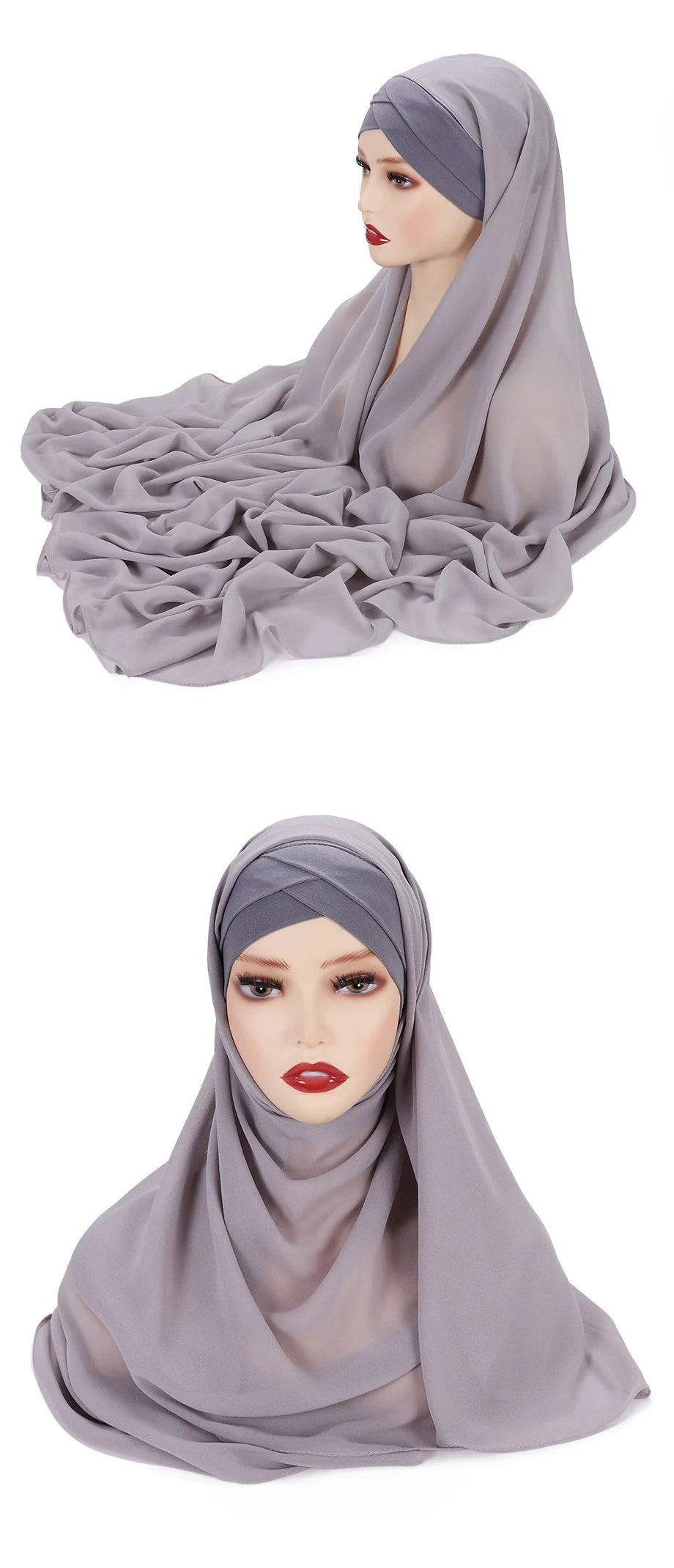 Instant Hijabs Chiffon Hijab Scarf With Cross Jersey Caps Bonnet Brand Design Muslim Scarf Women Islamic Underscarf