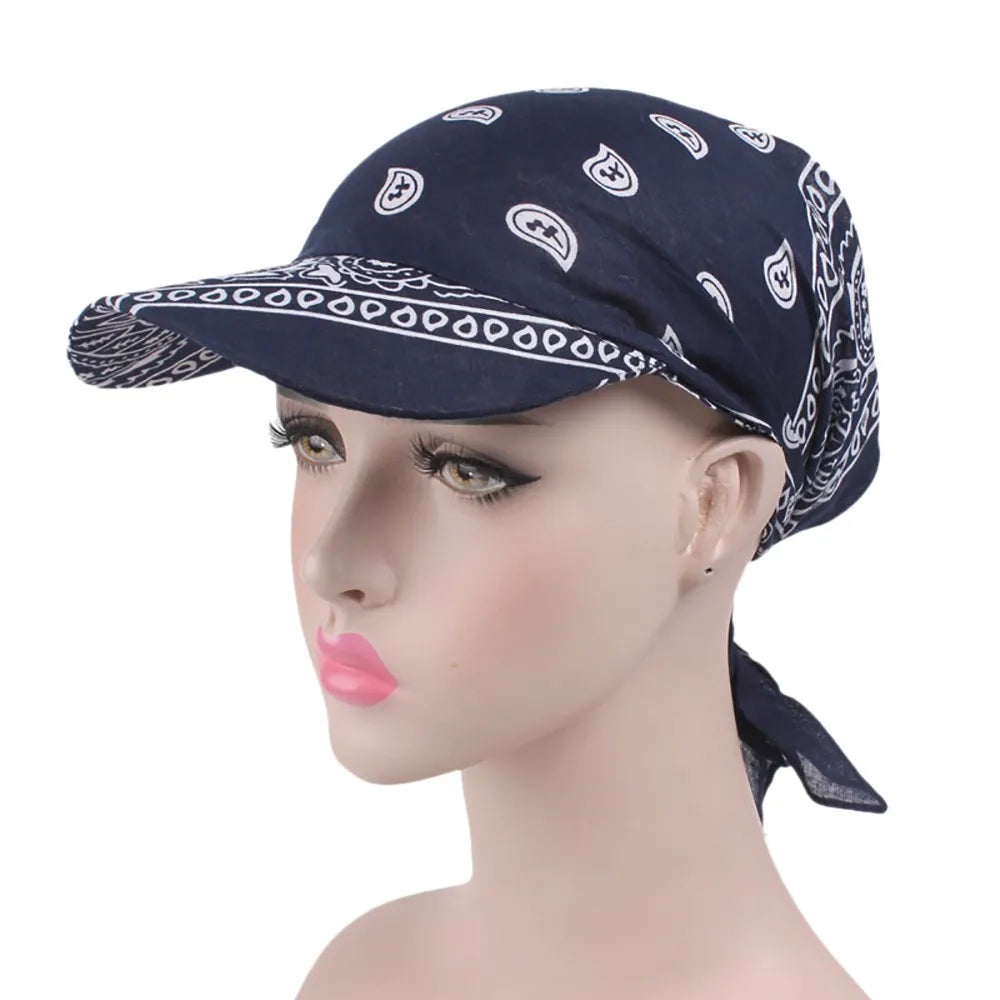 Fashion Muslim Hijab Turban Hat for Women Baseball Cap Sun Hats Headscarf Scarf Brim Caps Floral Print Femme Scarves Bandanas