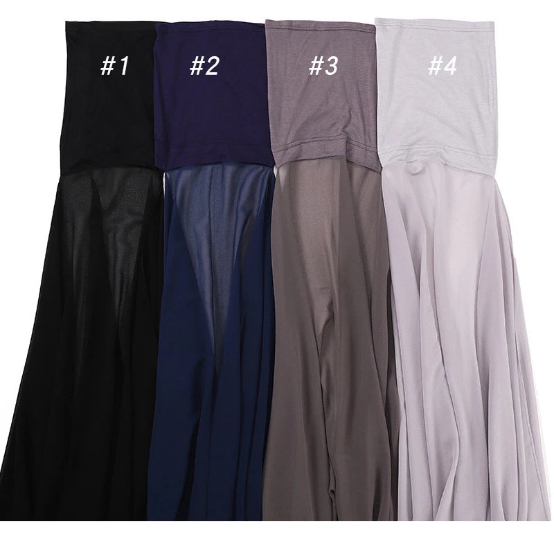 Instant Hijabs With Cap Plain Chiffon Jersey Hijabs For Woman Veil Muslim Islamic Hijab Cap Scarf For Women's Hijabs Headscarf