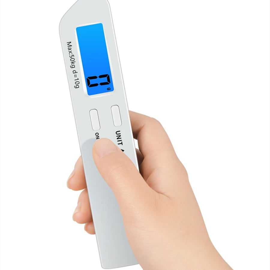 50kg/110lbs Portable Luggage Scale High Precision Blue Backlight Travel Digital Hanging Scales LCD Display Electronic Fishing