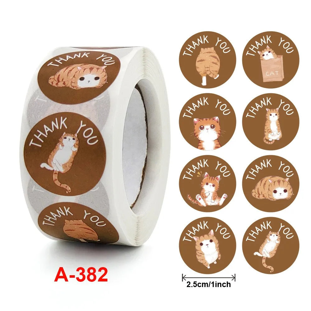 50-500pcs Cute Cartoon Cat Paw Thank You Stickers For Party Gift Decoration Packaging Label Reward Children Stationery Sticker