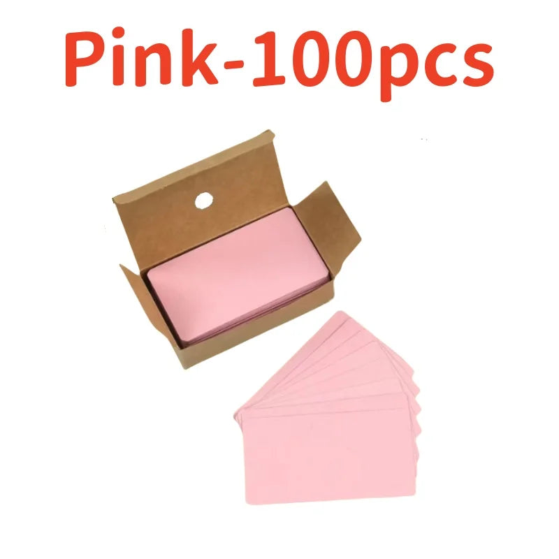 100Pcs 90x54x0.3mm Kraft Paper Card Blank Business Message Note Thank You Writing Label Bookmark Learning