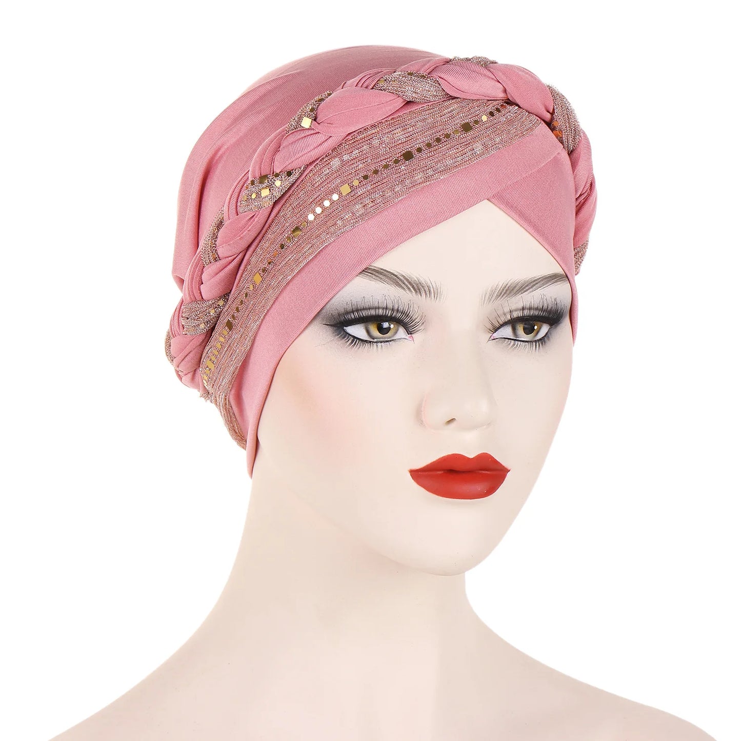 New Muslim Hijabs for Women Sequined Girl Dubai Soft Fabric Headscarf Suitable Beading Pink Black Hats Slight Strech Caps