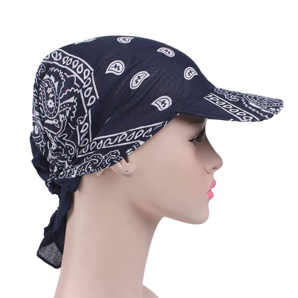 Fashion Muslim Hijab Turban Hat for Women Baseball Cap Sun Hats Headscarf Scarf Brim Caps Floral Print Femme Scarves Bandanas