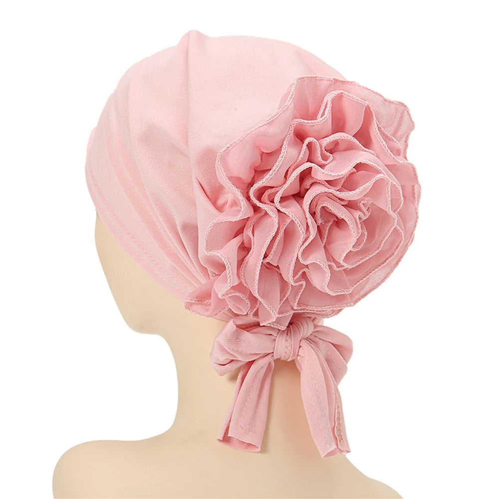 New Women Pre-Tied Hijabs For Women Turban Hat Inner HIjab Caps Solid Color Back Flower abaya Islam Udnerscarf Women's hijabs
