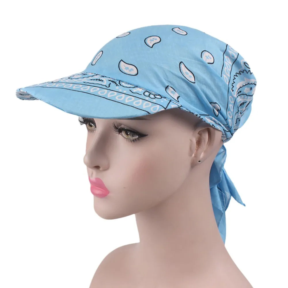 Fashion Muslim Hijab Turban Hat for Women Baseball Cap Sun Hats Headscarf Scarf Brim Caps Floral Print Femme Scarves Bandanas