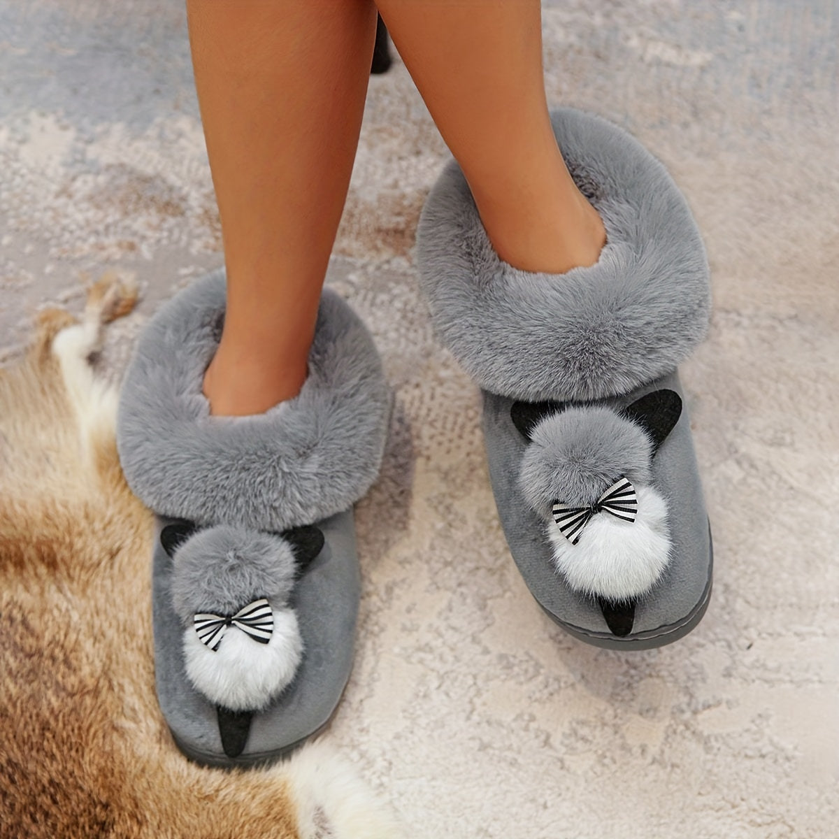 Ladies Home Shoes, Indoor Slippers, Cute Rabbit Plush Slippers